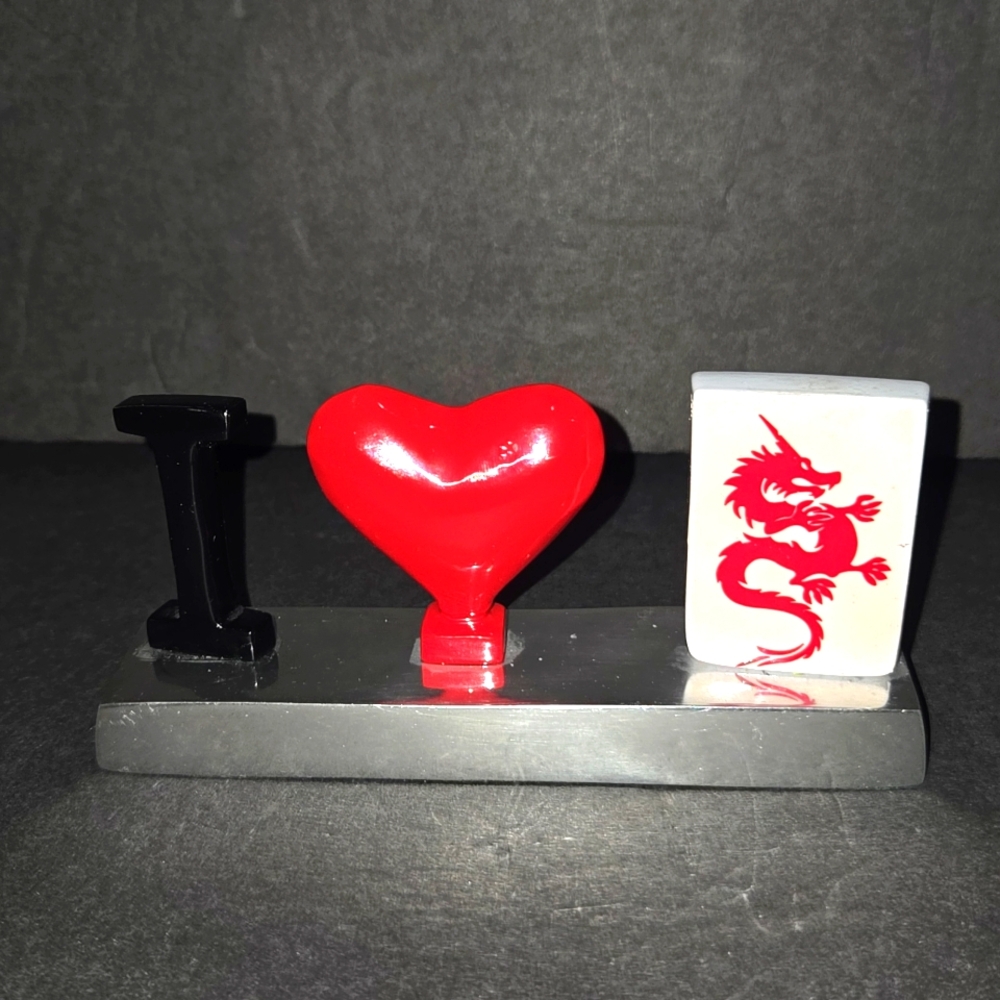 UNIQUE I LOVE MAJONG DRAGON TILE CHROME DESK PAPERWEIGHT INSPIRED GENERATIONS